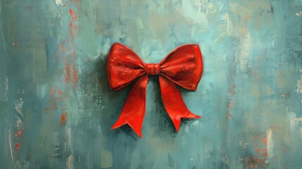 Wall Mural - Red Bow,  birthday, place for your text, advertising, congratulations, banner border against a background ,  Copy space for text.celebration concept.