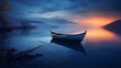 Boat in the lake ,«blue hour»