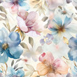 Ethereal Blue and Peach Floral Watercolor Design