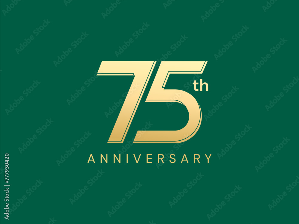 75th Anniversary luxury gold celebration with Italics number style logo ...