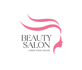 Wall Mural - head of a beauty woman, beauty salon logo concept vector graphic design