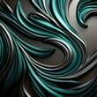 A close up of a black and teal colored background with swirls. Generative AI.