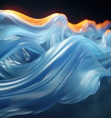 Wall Mural - A close up of a blue and orange colored wavy object. Generative AI.