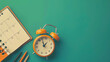© ShinneProject - a clock calender green background copy space ,busines trip traveling management