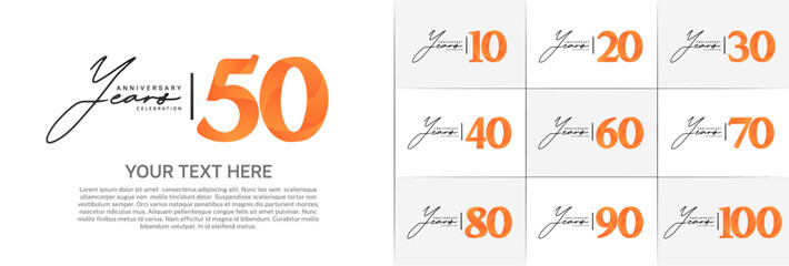 Wall Mural - Set of Anniversary Logotype black and orange color can be use for special day celebration