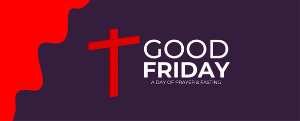 Wall Mural - good friday, it is finished text banner with Cross crucifix on hill and bird flying at sunset for good friday. banner, cover, poster, flyer, card, website, brochure. vector illustration