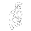 Muscular Male Body Abstract Silhouette Trendy Line Art Drawing. One Line Illustration of Male Figure Minimalistic Black Lines Drawing. Naked Man Body for Modern Scandinavian Design. Vector EPS 10