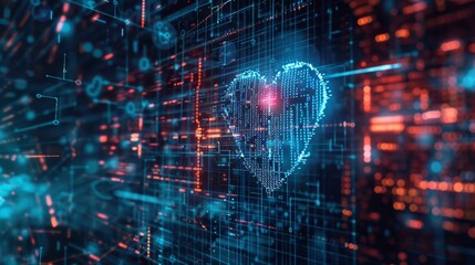 Abstract heart shape coding background.