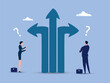 © Goodtime - business people thinking on difference career path.Direction choice, crossroad or decision for career path, choosing path way, challenge or opportunity doubt, determination or tough decision concept.