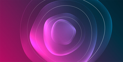 Colorful transparent flowing fluid shapes with glow effect geometric background. Wavy lines round forms. Vector illustration For Wallpaper, Banner, Background, Card, Book Illustration, landing page