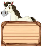 Fototapeta Dinusie - Vector illustration of a horse holding a sign