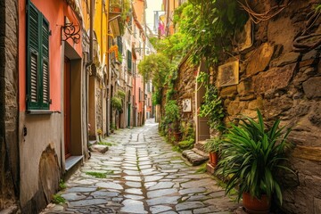  A  street in a charming town ,charming traditional streets of old town ,  AI generated
