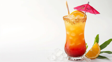 mai tai drink on white background . Generative Ai