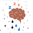 Cognitive States : Minimalist Concept illustration representing refreshing sleep and brain	
