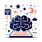 Fototapeta Londyn - Cognitive States : Concept illustration of effect of restorative sleep on learning and memory	