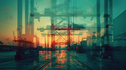 Wall Mural - container shipping port