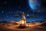 Fototapeta Kosmos - Eid mubarak and ramadan kareem greetings with islamic lantern and mosque. Eid al fitr background