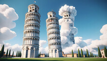 Pisa, Tuscany, Italy. Famous Leaning Tower. Generative AI