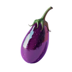 Wall Mural - Eggplant with green stem on transparent background with reflection