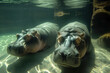 hippopotamus resting in water