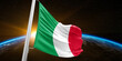 Italy national flag cloth fabric waving on beautiful global Background.