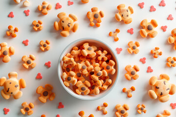 Assortment of dog treats in white bowl