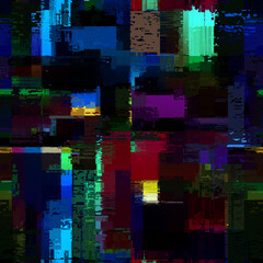 Aufkleber - Creative glitch texture. Seamless vector pattern. Grunge glitch dark colours background