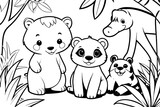 Fototapeta Pokój dzieciecy - panda in the forest. Happy Animals Playing Together