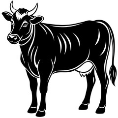 Wall Mural - black and white bull