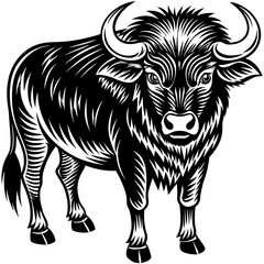 Canvas Print - black and white illustration of a bull