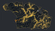 Central African Republic shape isolated on black. OSM