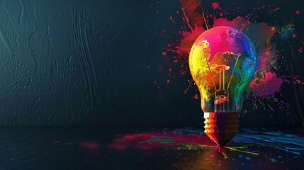 Colorful creative ideas with light bulbs.