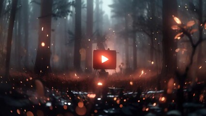 Wall Mural - intro video red blue orange with a bang start play button youtube mystery forest