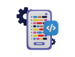 smart phone and program code development, coding screen. IT technologies, website programming, app development, software engineering