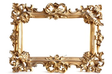 golden baroque picture frame isolated on white