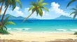リゾート地のビーチ、イラスト背景、ホテル｜Resort beach, illustration background, hotel.