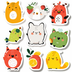 Wall Mural - cute character sticker, set of animals, sticker production