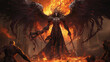 The cherubim stand guard with their flaming sword, protecting the sacred, cinematic, unreal engine, manhwa, wonderland