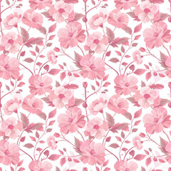  Floral pink color, Beautiful form natural, seamless pattern.