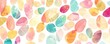 Overlapping translucent eggs shapes in colorful watercolor in a white background for Easter.