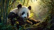 Giant Panda lush bamboo forest