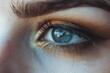 Woman's view of Close-up makeup eyes in the evening. Generative Ai