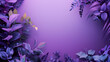 Calm purple background with plants with copy space.