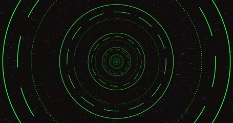 Green Infinite circle moving tunnel animation in 4K.	