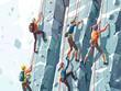 rock climbers scaling a wall