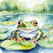 Namalowana żaba w stawie ilustracja