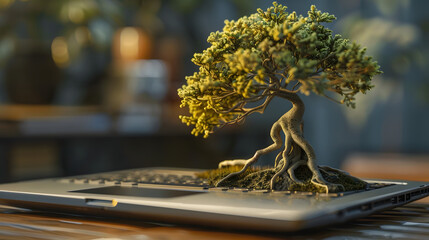 Wall Mural - a tree grew out of a laptop