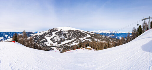 Wall Mural - Winter panoramic view of Italian Dolomites in Kronplatz