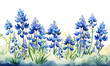 Watercolor Bluebonnet Banner Background Design with Copy Space