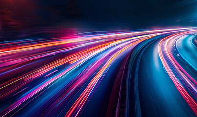 Wall Mural - high speed light trail effect, futuristic dynamic motion technology, neon glowing lines